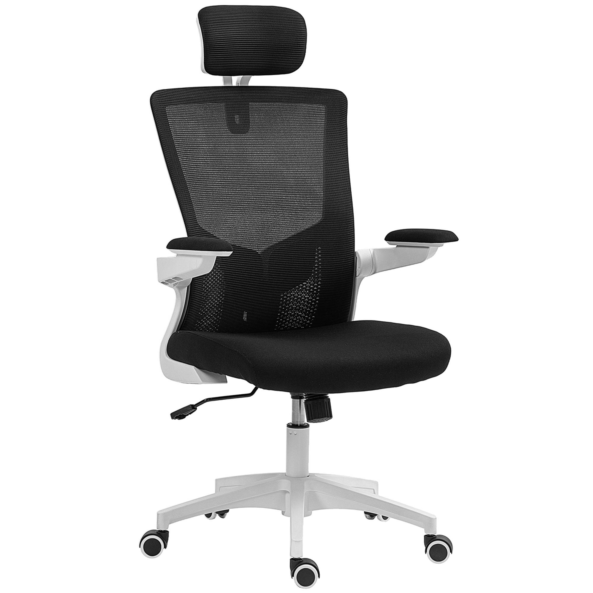 Sans Marque - Chaise bureau ergonomique, fauteuil de bureau, accoudoirs relevables, soutien lombaire, appui-tête, 60x63x120cm, noir - Image 2