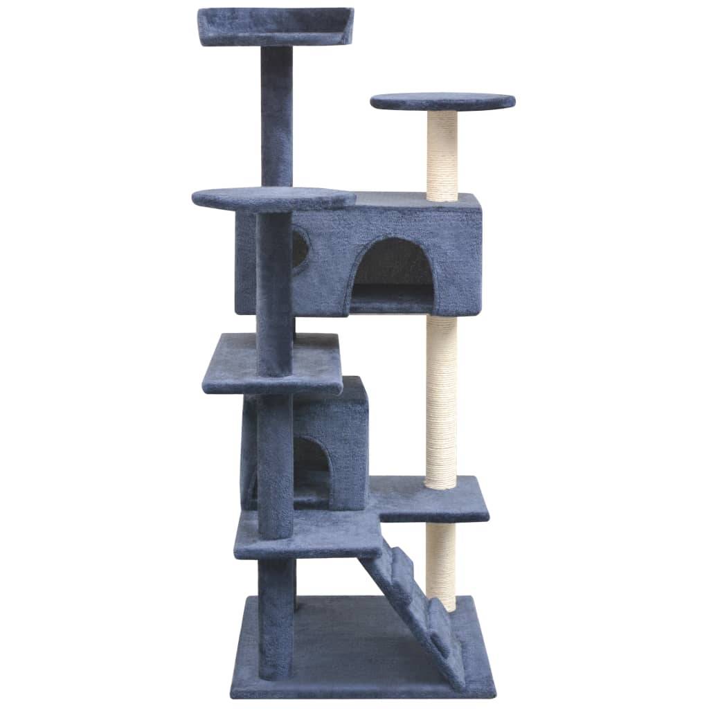 Arbre à chat bois et sisal bleu foncé 67 x 67 x 125 cm - PANGIVO - Image 2