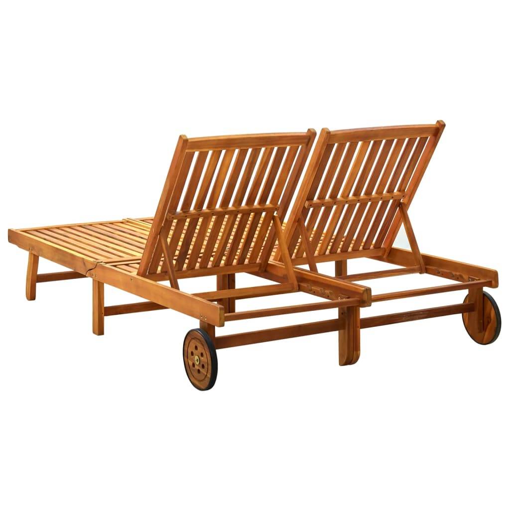 Bain de Soleil Double Acacia Massif Huilé Roues – ComfortXL Outdoor Living - Image 3