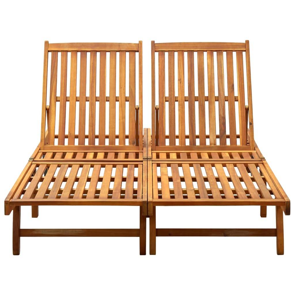 Bain de Soleil Double Acacia Massif Huilé Roues – ComfortXL Outdoor Living - Image 2