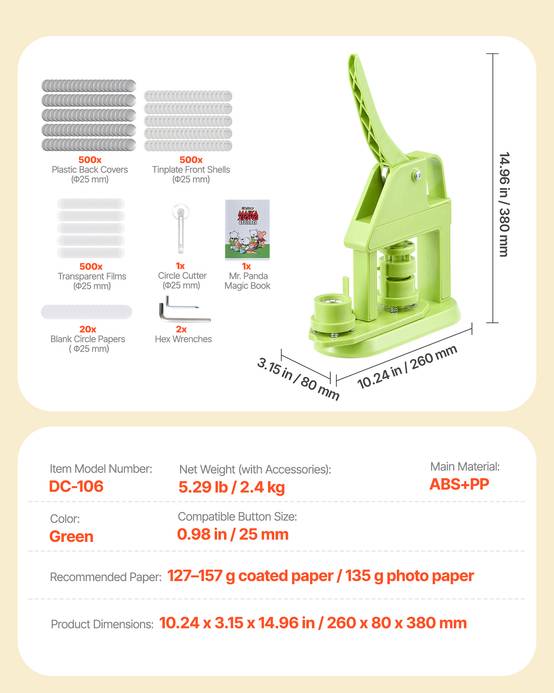 Vevor - VEVOR Machine à Badge Bouton 25 mm en Plastique 500 Kits de Badges pour DIY - Image 7