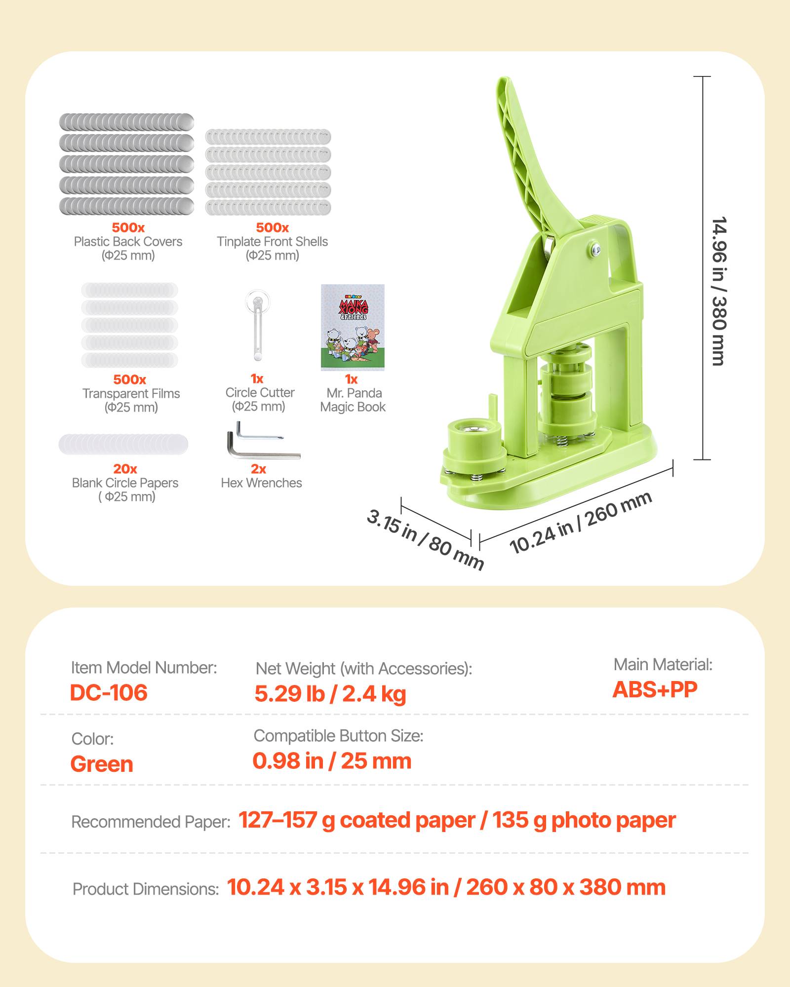 Vevor - VEVOR Machine à Badge Bouton 25 mm en Plastique 500 Kits de Badges pour DIY - Image 7