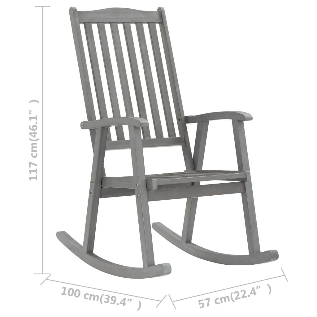 Vidaxl - Chaise à bascule avec coussins Gris Bois d'acacia massif vidaXL 3064216 - Image 3