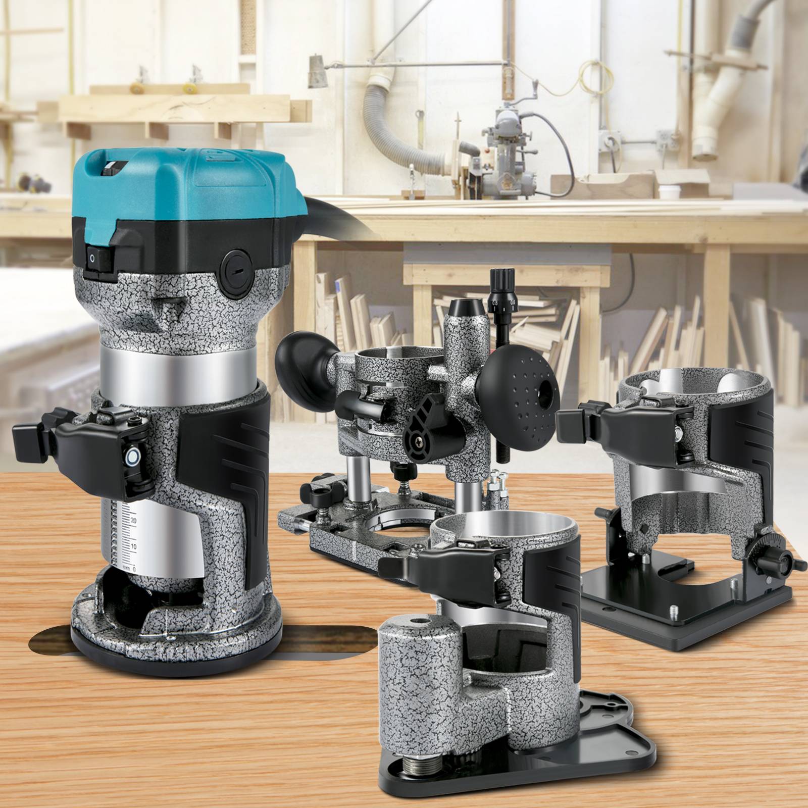 Vevor - VEVOR Défonceuse 710W avec 4 bases et mèches 6+8mm, 3 pinces, pour rainurage/sculpture bois. - Image 7