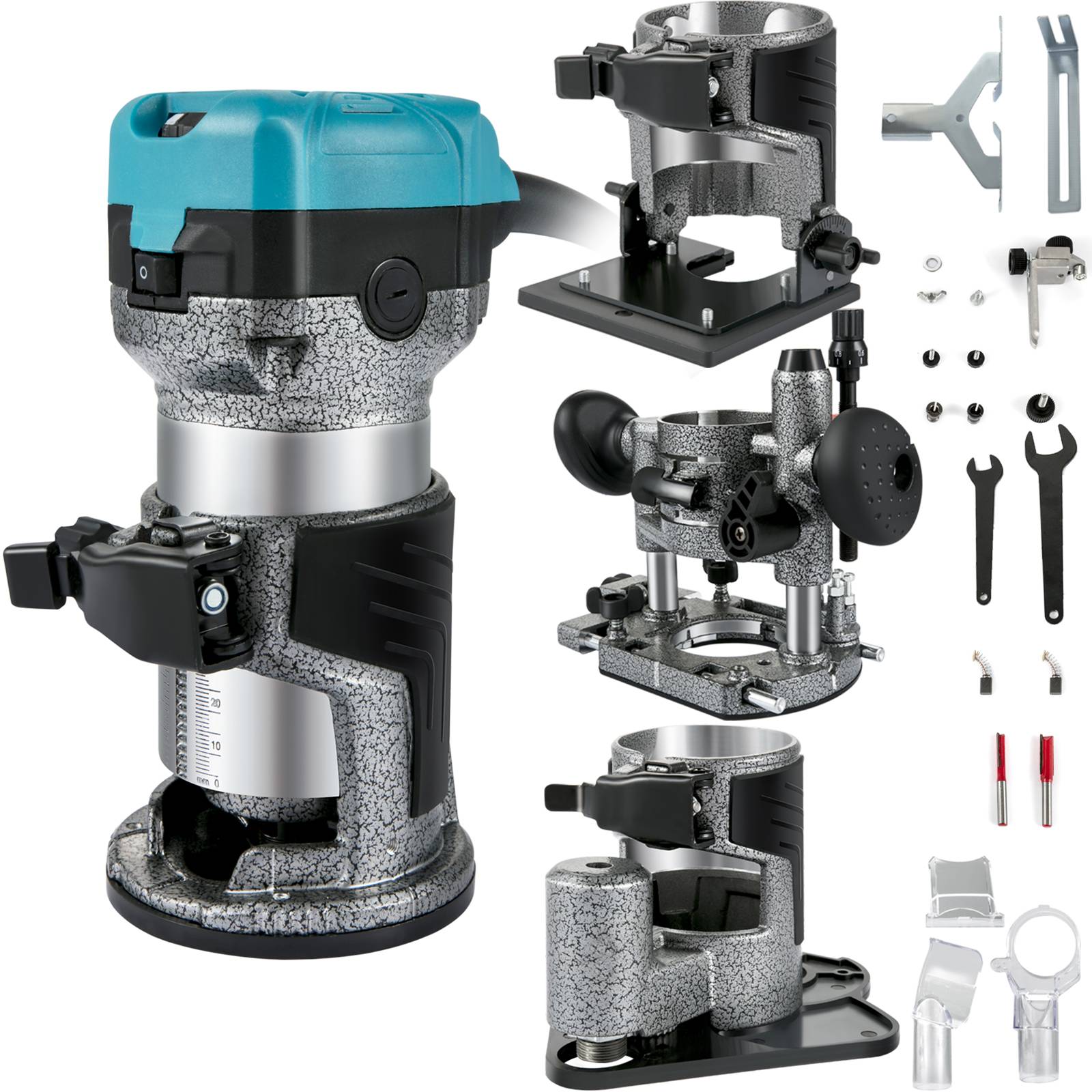 Vevor - VEVOR Défonceuse 710W avec 4 bases et mèches 6+8mm, 3 pinces, pour rainurage/sculpture bois. - Image 1