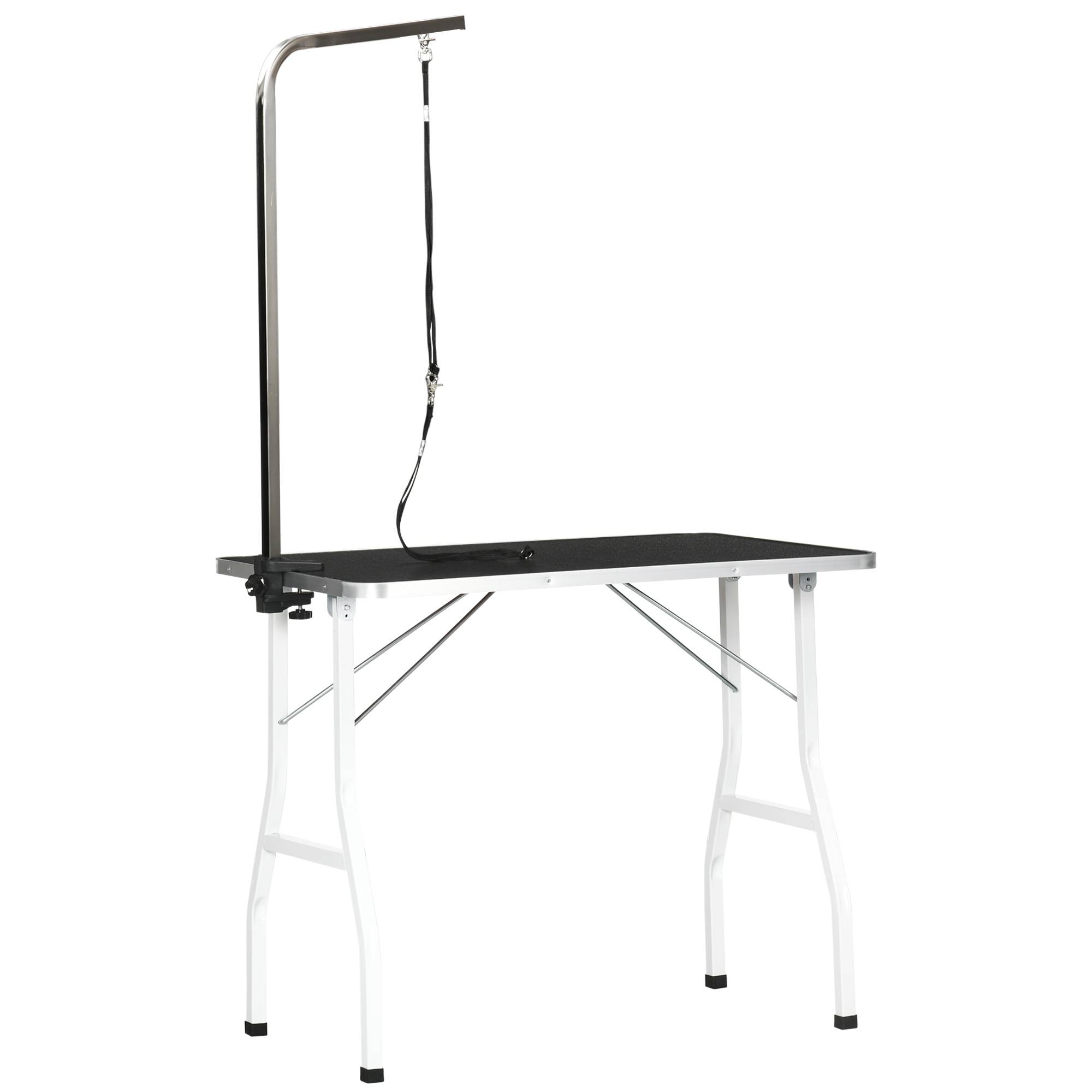 Table de toilettage pour chien intérieur 91.5 x 61.5 x 76 cm caoutchouc et aluminium noir - PANGIVO