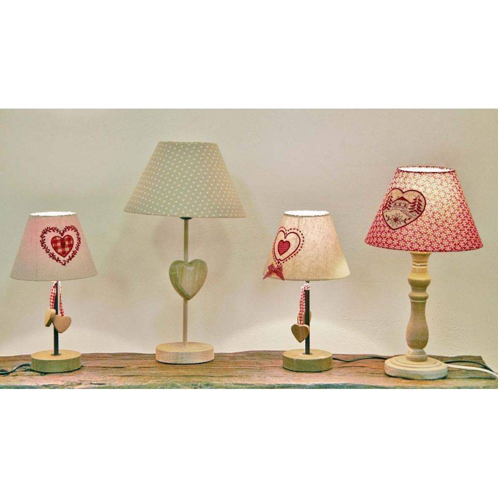 Aubry Gaspard - Lampe à poser en bois et coton rouge (Lot de 2) - Image 4