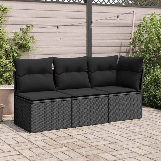 ComfortXL - Canapé Extérieur 3 Places Poly Rotin avec Espaces de Rangement et Sacs Étanches – Noir – ComfortXL Outdoor Living - Image 3