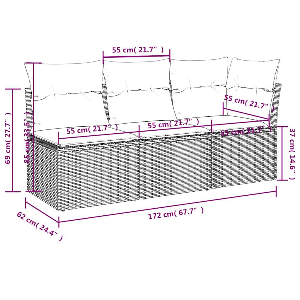 ComfortXL - Canapé Extérieur 3 Places Poly Rotin avec Espaces de Rangement et Sacs Étanches – Noir – ComfortXL Outdoor Living - Image 6