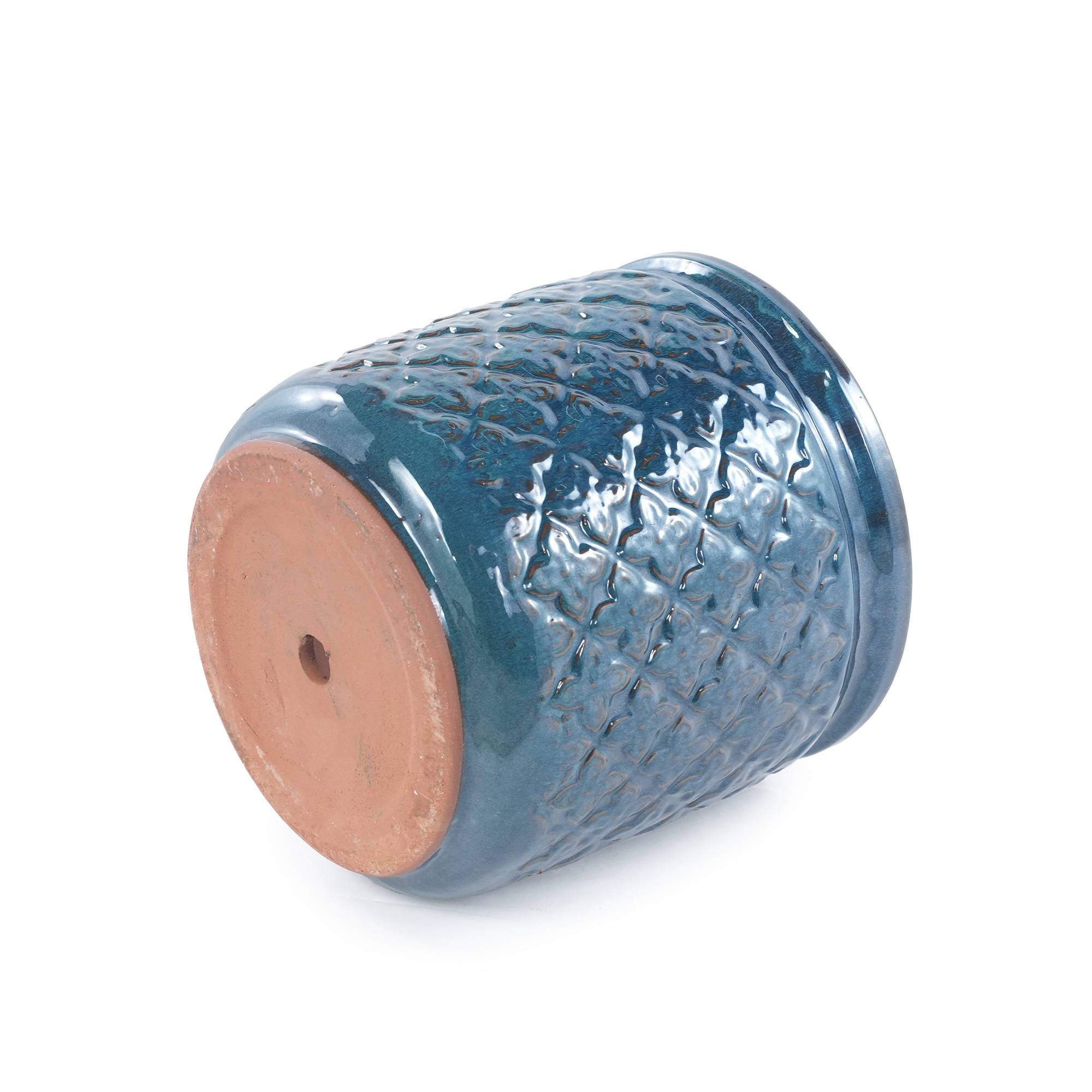 ComfortXL - Lot de 3 pots de fleurs en céramique bleu pétrole Ø38/30,5/23 cm jardin balcon drainage - ComfortXL Outdoor Living - Image 6