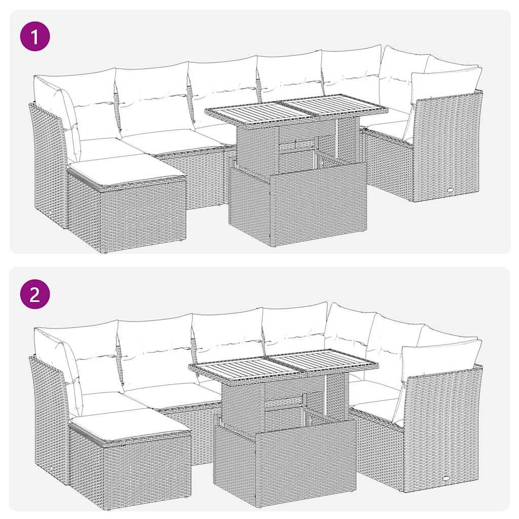 ComfortXL - Salon de jardin 8 places noir avec pouf coffre résine tressée et table relevable bois – ComfortXL Outdoor Living - Image 7