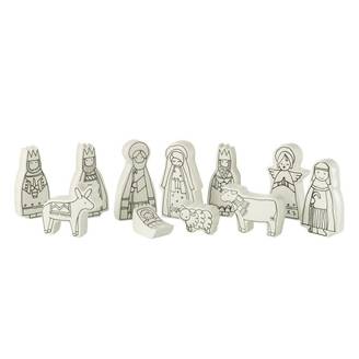 Crèche de Noël en Dolomite "11 Santons" 14cm Blanc