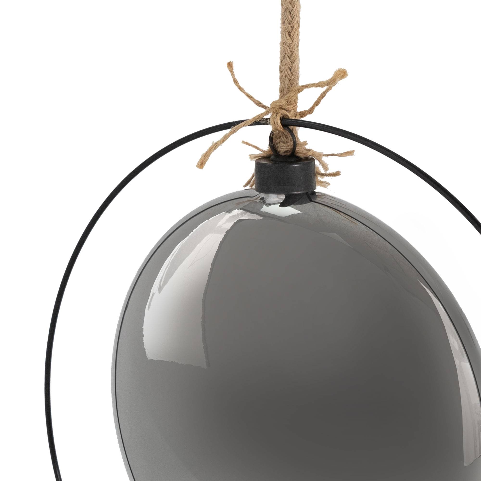 Ecd-Germany - Boule de Noël suspendue avec LED décoration de Noël en verre noir/gris Ø15 cm - Image 3