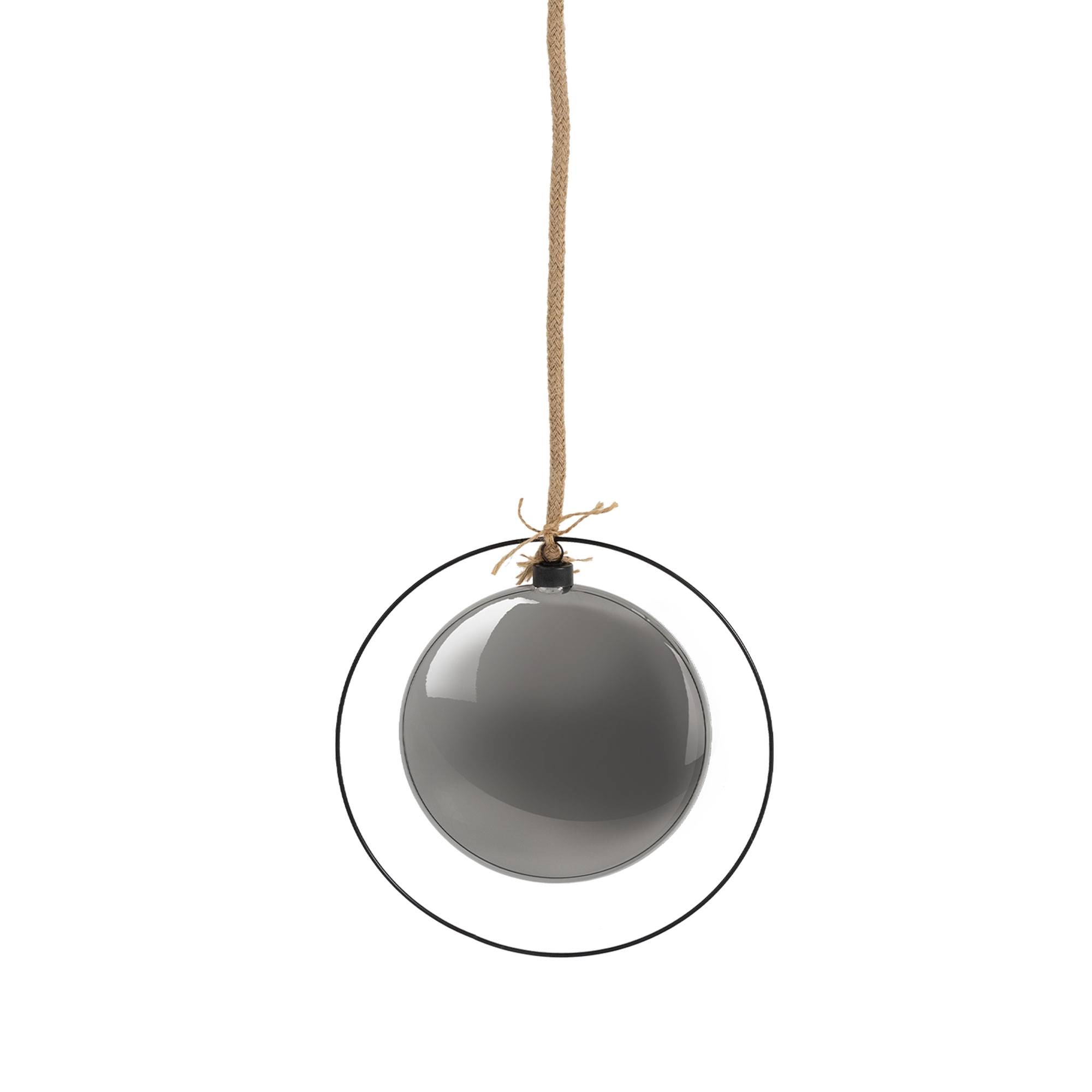 Ecd-Germany - Boule de Noël suspendue avec LED décoration de Noël en verre noir/gris Ø15 cm - Image 1