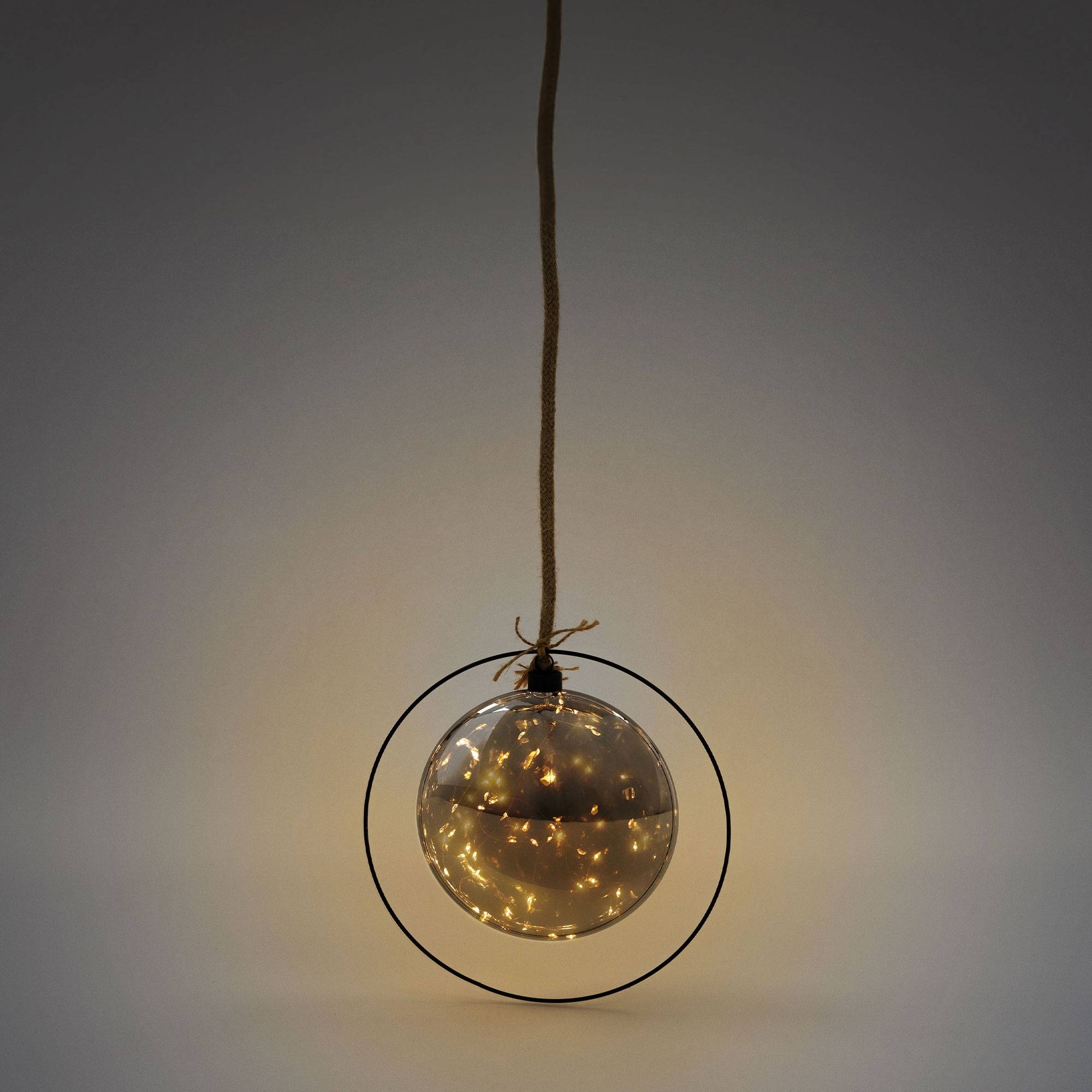 Ecd-Germany - Boule de Noël suspendue avec LED décoration de Noël en verre noir/gris Ø15 cm - Image 5