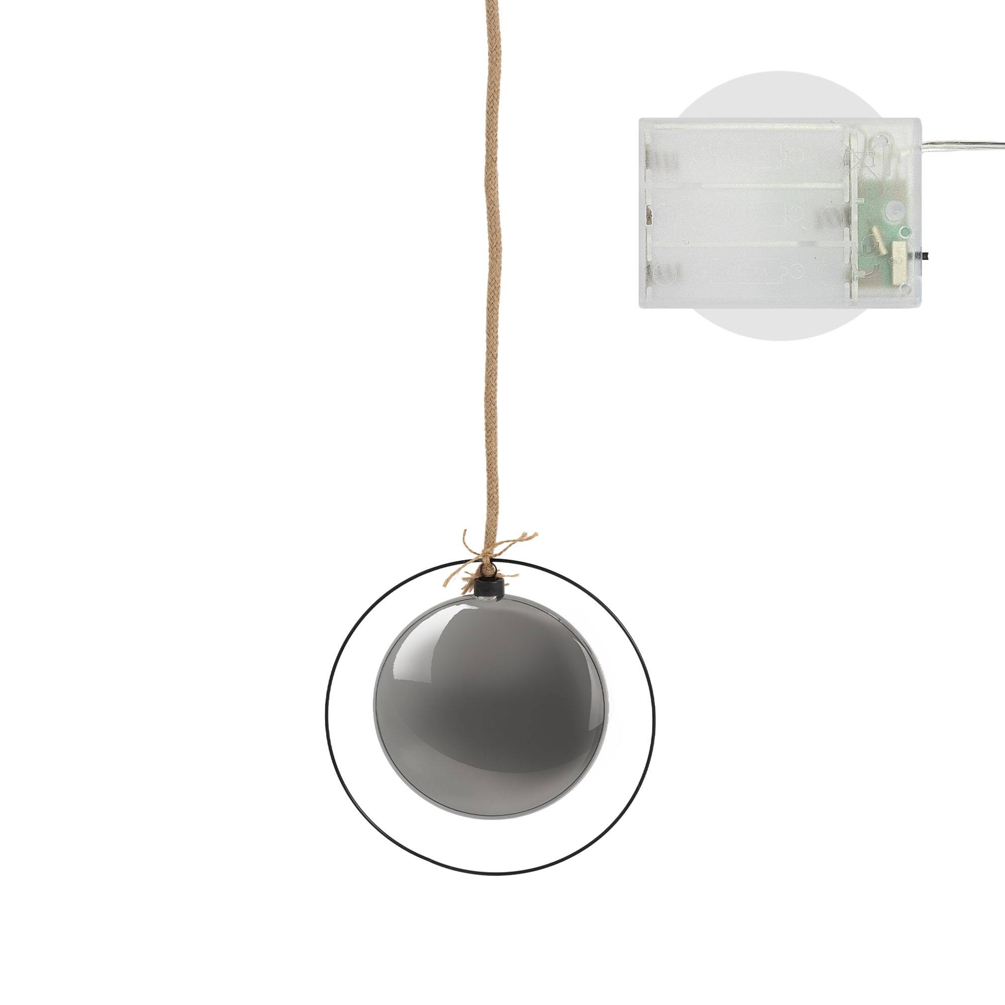 Ecd-Germany - Boule de Noël suspendue avec LED décoration de Noël en verre noir/gris Ø15 cm - Image 2