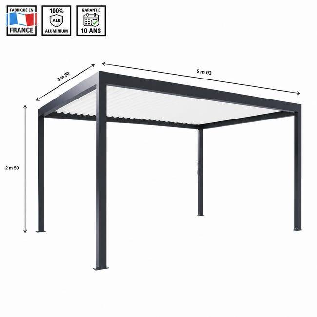 Pergola Bioclimatique Aluminium Autoportante Anthracite 5x3,5 Manuelle S ORIAL France - Image 2
