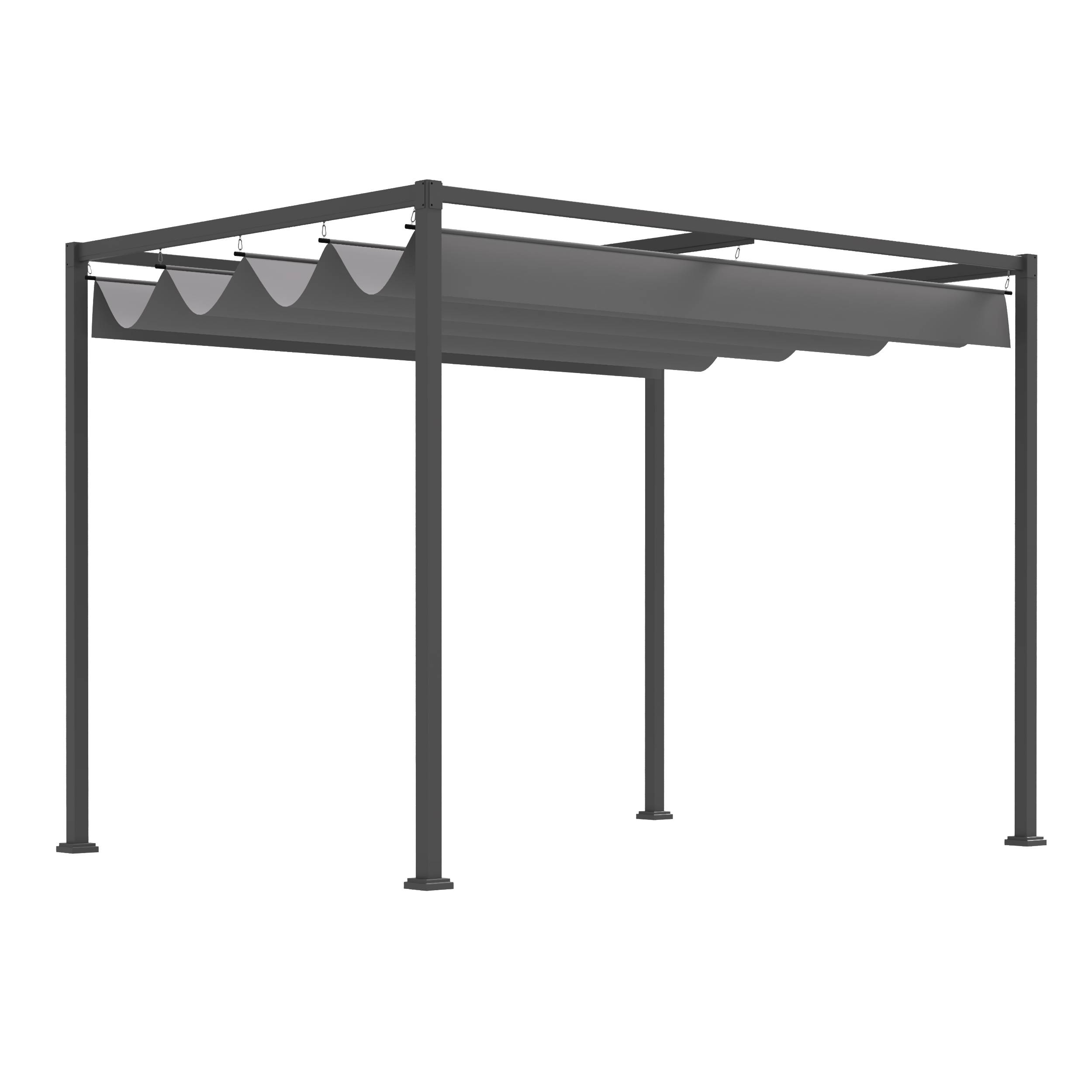 Outsunny - Pergola rétractable coulissante 3x2m structure métal époxy anticorrosion toile polyester 180g/m² gris - HOMCOM - Image 1
