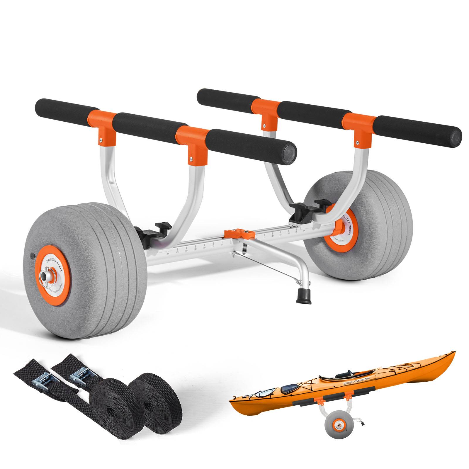 VEVOR Chariot de Transport Kayak Paddle Canoë 158 kg Pneus Gonflables 30,5 cm - Image 1