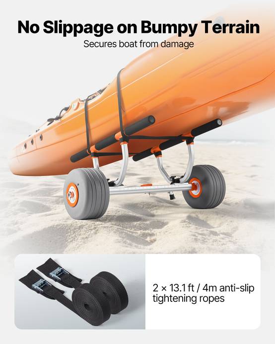 VEVOR Chariot de Transport Kayak Paddle Canoë 158 kg Pneus Gonflables 30,5 cm - Image 4