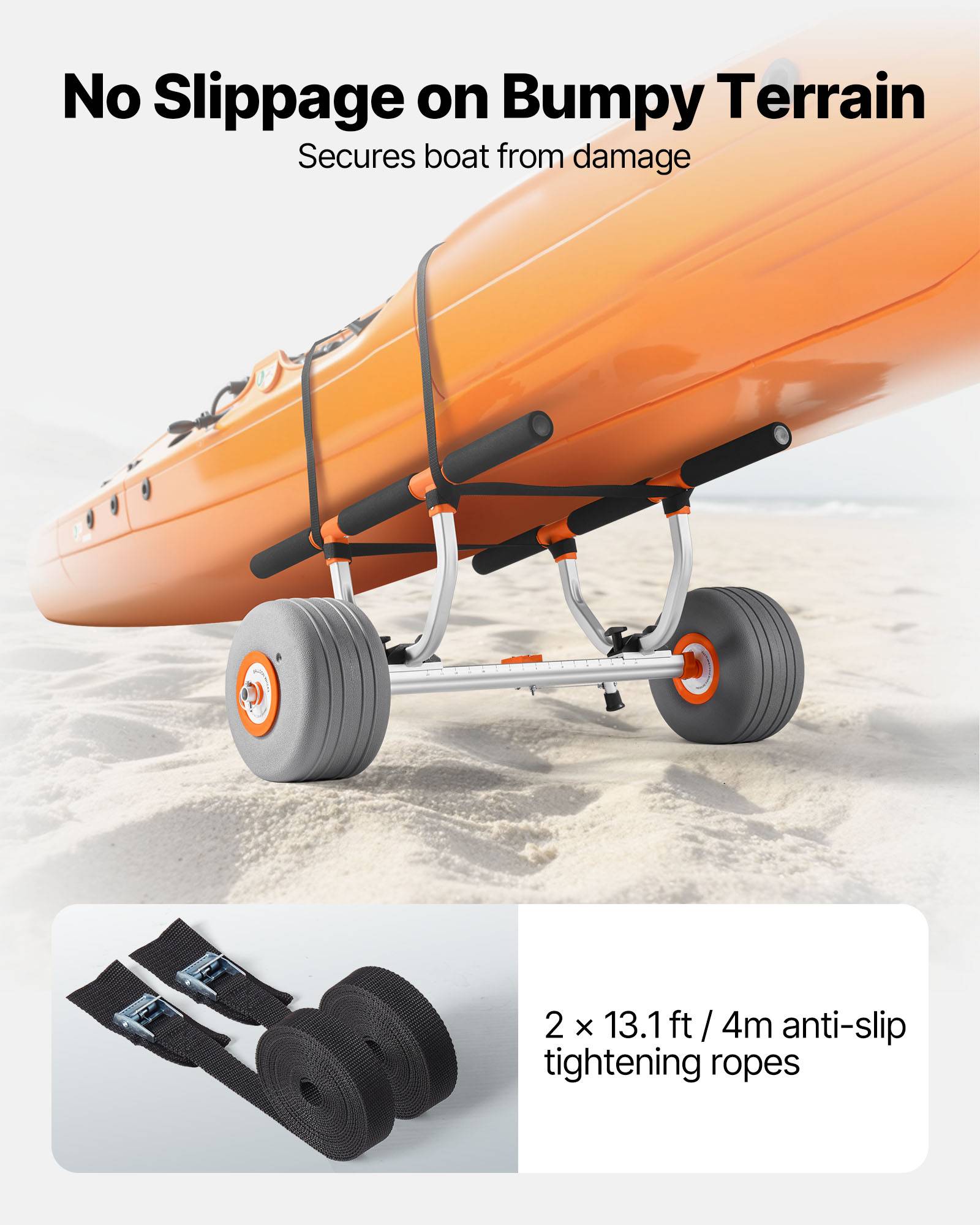 VEVOR Chariot de Transport Kayak Paddle Canoë 158 kg Pneus Gonflables 30,5 cm - Image 4