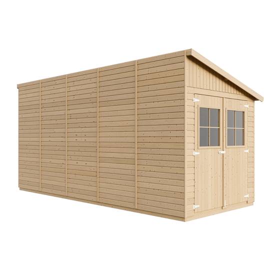 Timbela - Abri de Jardin en Bois Naturel H244x218x514 cm / 10 m² avec paroi latérale et les planchers imprégné - 17 mm d’épaisseur - Timbela M341A+M341G - Image 3