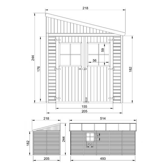 Timbela - Abri de Jardin en Bois Naturel H244x218x514 cm / 10 m² avec paroi latérale et les planchers imprégné - 17 mm d’épaisseur - Timbela M341A+M341G - Image 5