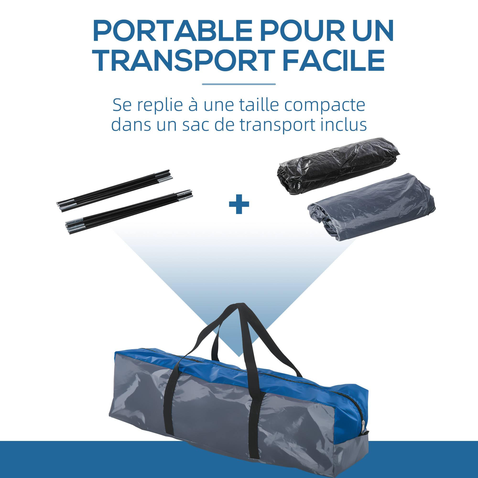 Tente familiale camping 4-5 personnes dôme double porte et fenêtres bleu marine 3 m, compacte - Image 8