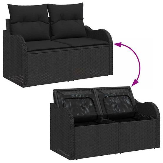 ComfortXL - Salon de Jardin Noir 10 Places en Polyrotin et Bois avec Coffres de Rangement Intégrés – ComfortXL Outdoor Living - Image 8
