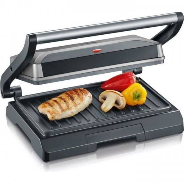 Severin - Barbecue Electrique - Grillade SEVERIN - Grill Electrique KG2394 - Surface cuisson 23x14,5cm - Plaques anti-adhésives - 800W