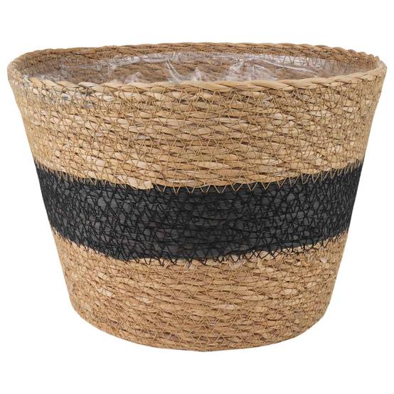 Paniers à plantes herbe de mer naturel et noir 26 x 26 x 19 cm, Poids:0.81kg - PANGIVO - Image 5