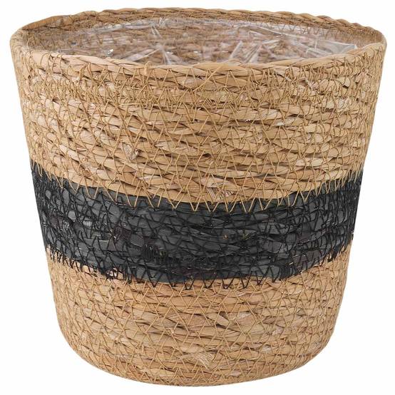 Paniers à plantes herbe de mer naturel et noir 26 x 26 x 19 cm, Poids:0.81kg - PANGIVO - Image 3