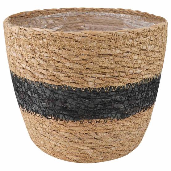 Paniers à plantes herbe de mer naturel et noir 26 x 26 x 19 cm, Poids:0.81kg - PANGIVO - Image 4
