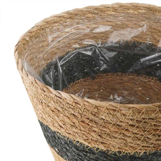 Paniers à plantes herbe de mer naturel et noir 26 x 26 x 19 cm, Poids:0.81kg - PANGIVO - Image 6