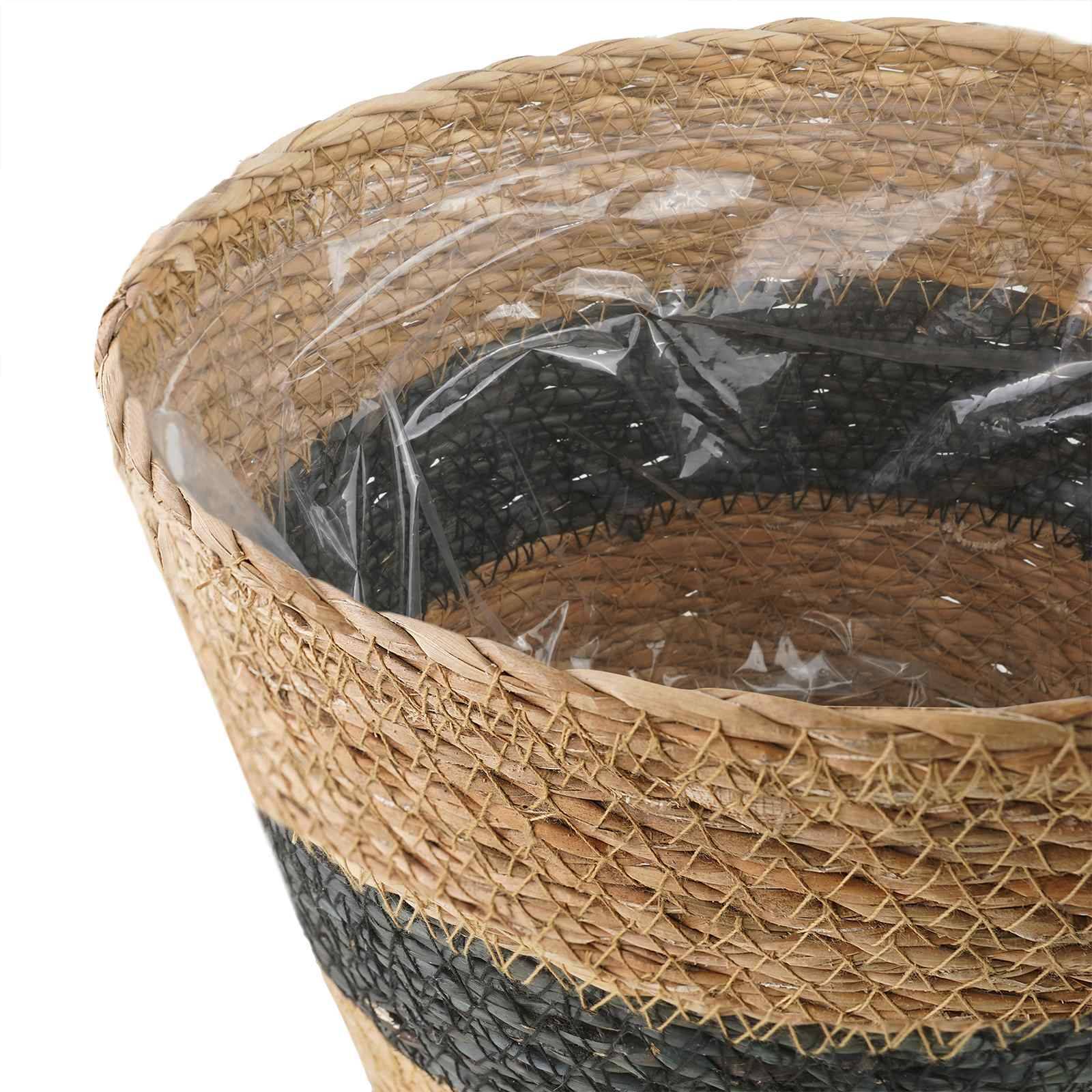 Paniers à plantes herbe de mer naturel et noir 26 x 26 x 19 cm, Poids:0.81kg - PANGIVO - Image 6