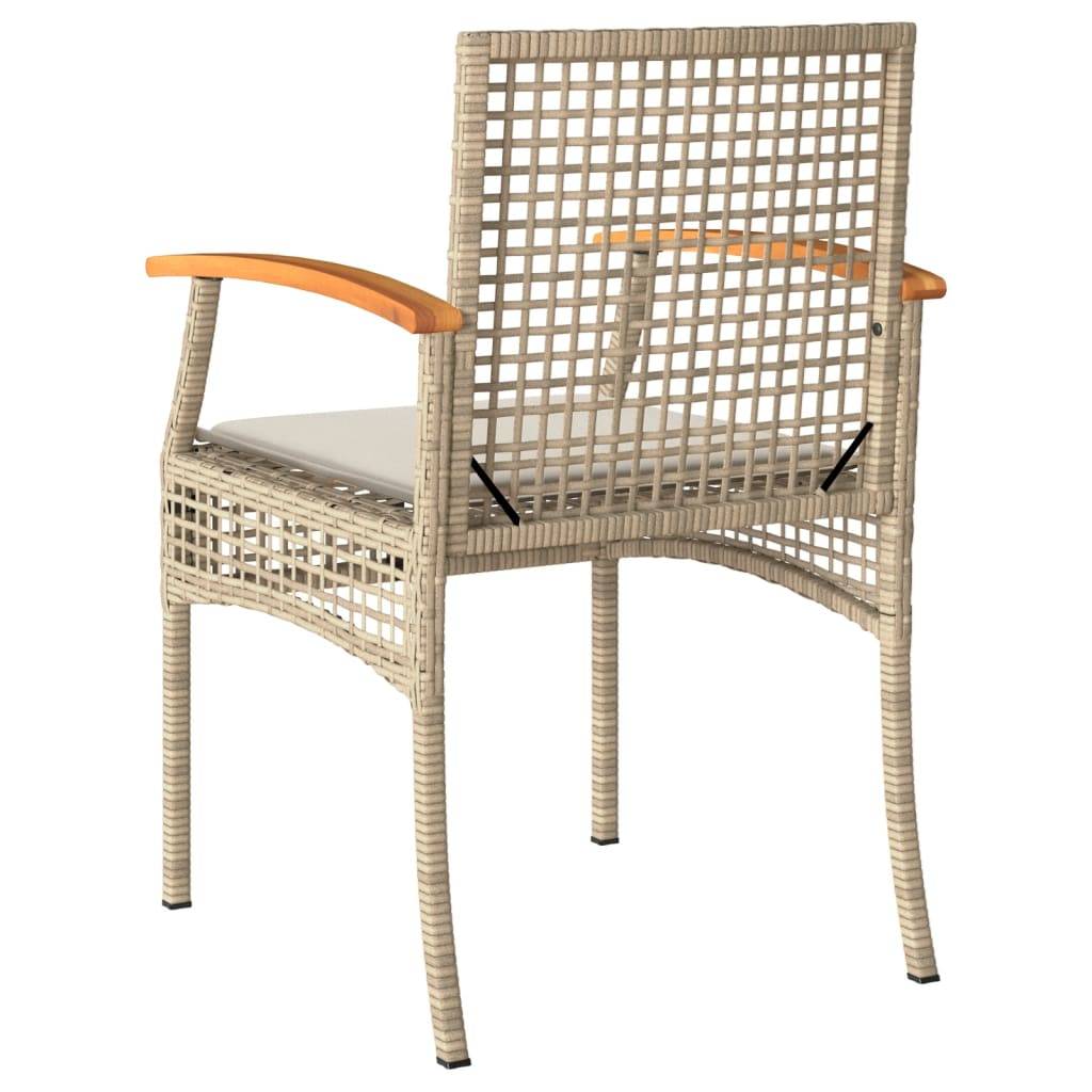 Lot de 4 Chaises de jardin | Chaise d'extérieur coussins beige résine tressée acacia - Image 7