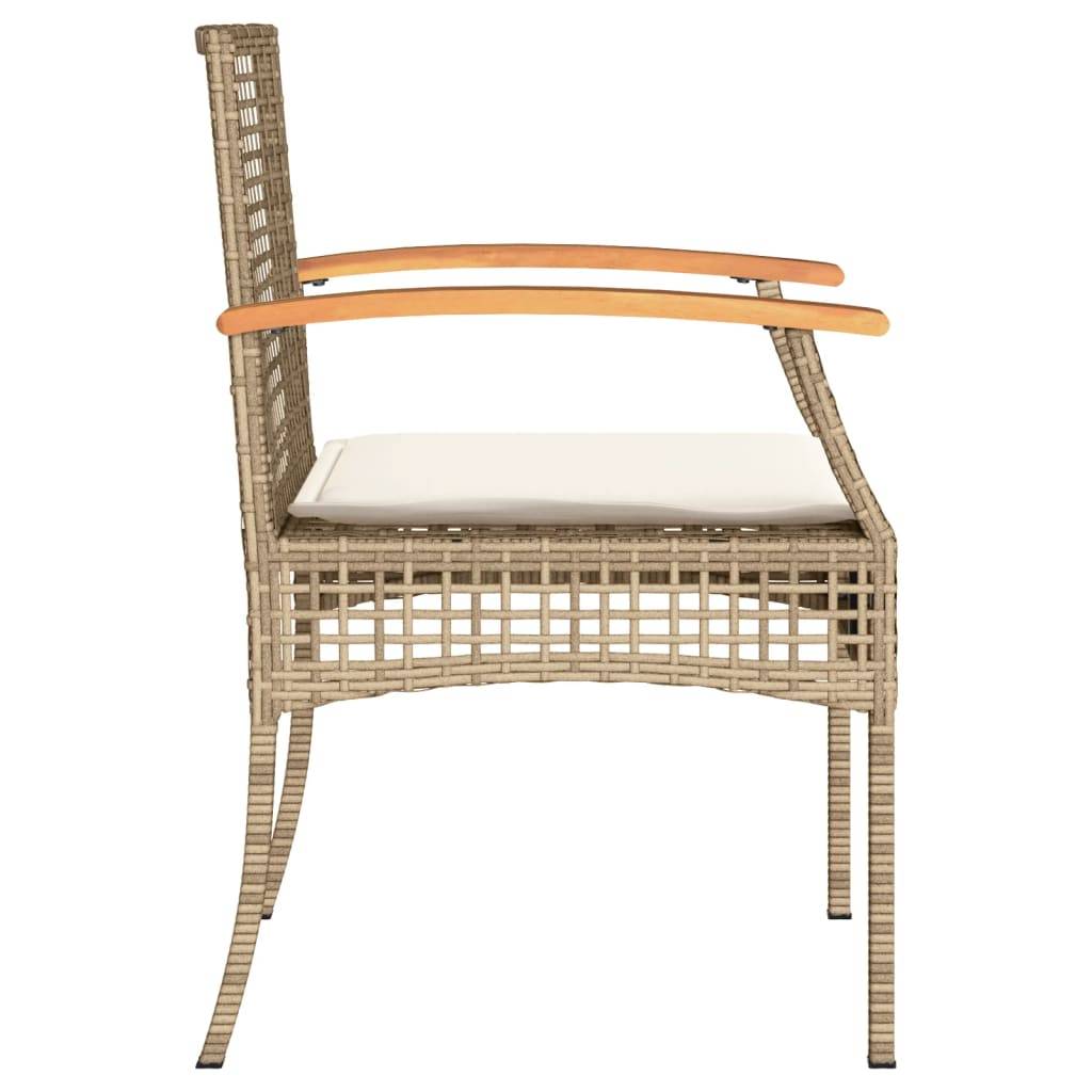 Lot de 4 Chaises de jardin | Chaise d'extérieur coussins beige résine tressée acacia - Image 6