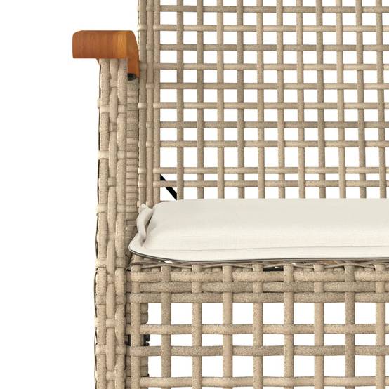 Lot de 4 Chaises de jardin | Chaise d'extérieur coussins beige résine tressée acacia - Image 9