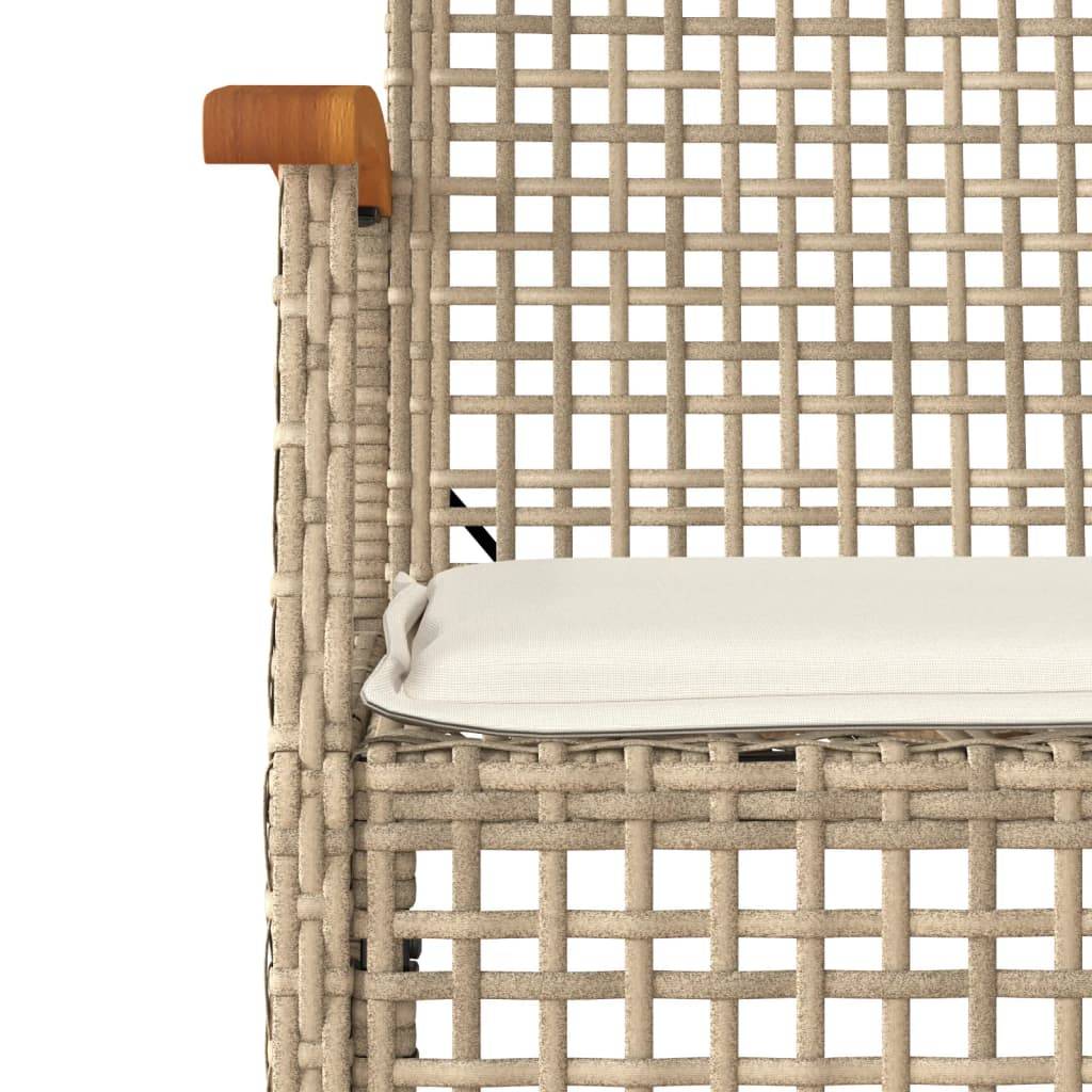 Lot de 4 Chaises de jardin | Chaise d'extérieur coussins beige résine tressée acacia - Image 9