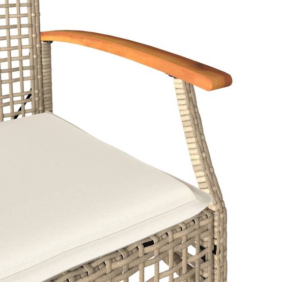 Lot de 4 Chaises de jardin | Chaise d'extérieur coussins beige résine tressée acacia - Image 8
