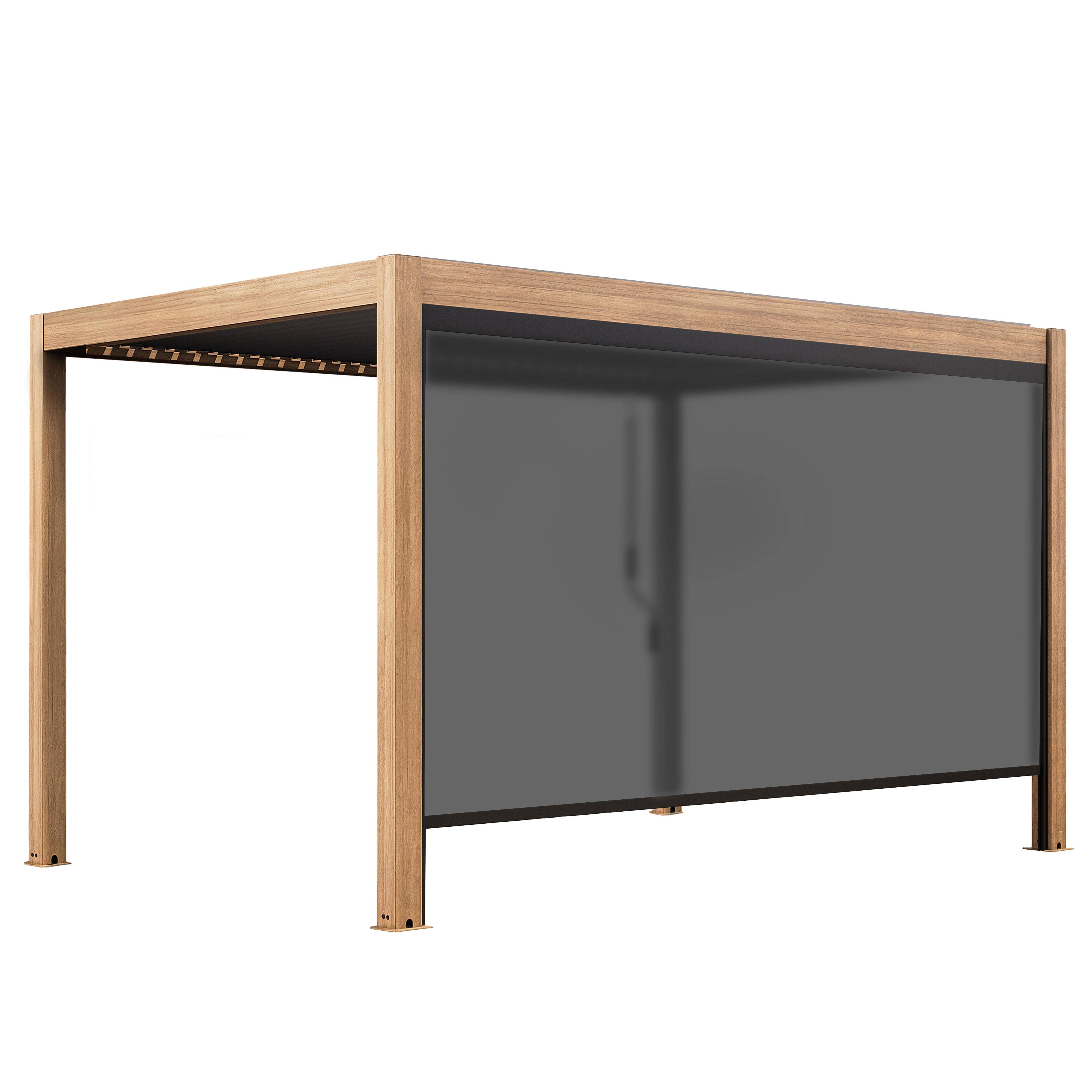 Oviala - Pergola bioclimatique autoportée 3x4 m et 1 store bois gris Athenes - Oviala - Image 2