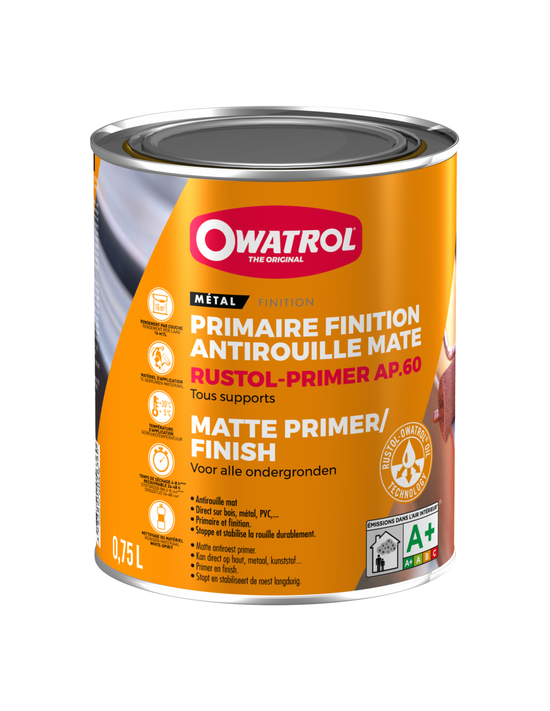 Owatrol - Antirouille Primer Ap60 Noir  0l75  - Owatrol