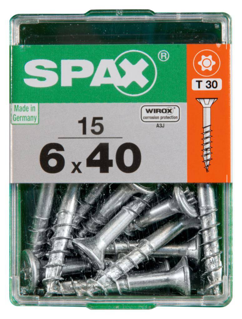 Spax - Lot de 15 vis acier tête autofraisée plate SPAX, Diam.6 mm x L.40 mm - Image 3