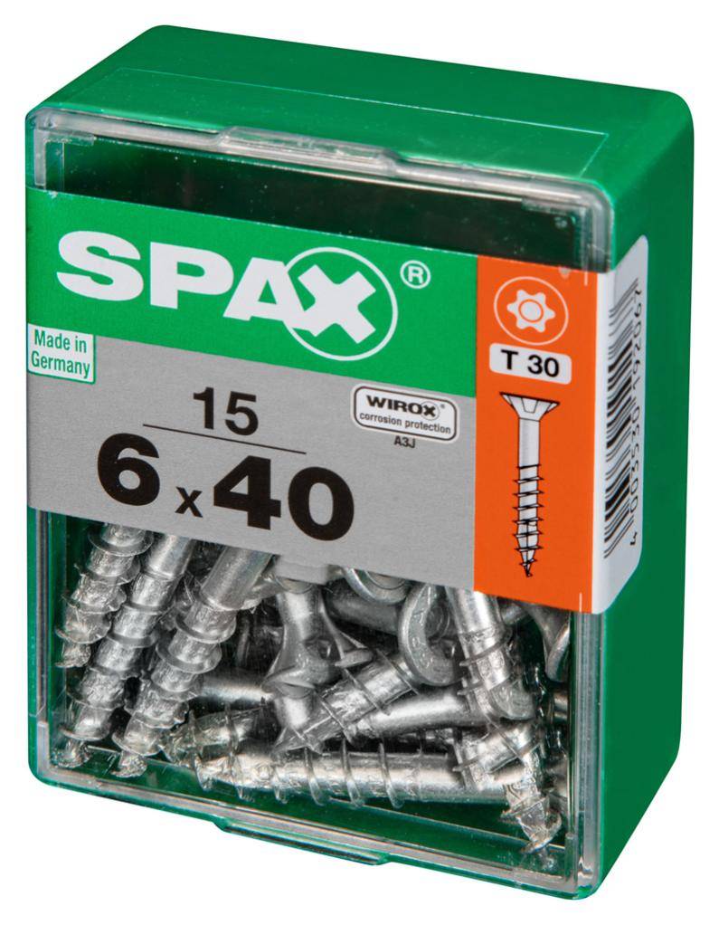 Spax - Lot de 15 vis acier tête autofraisée plate SPAX, Diam.6 mm x L.40 mm - Image 4