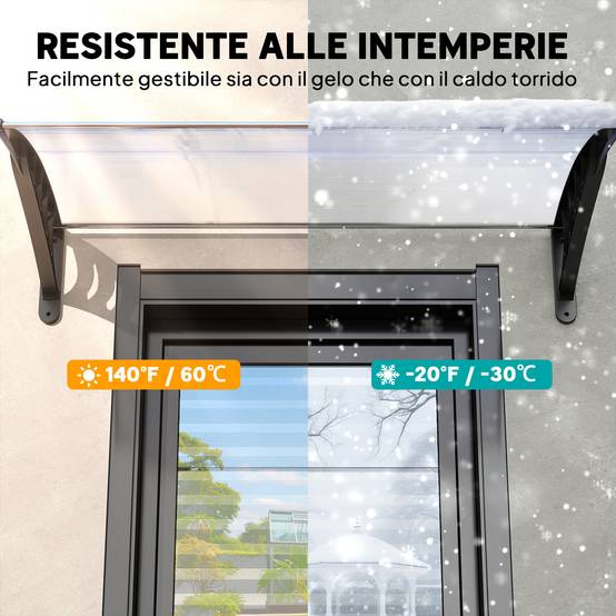 Auvent Porte Polycarbonate Aluminium Marquise Protection Intempéries Anti-UV 122x89cm Transparent - ComfortXL Outdoor Living - Image 8