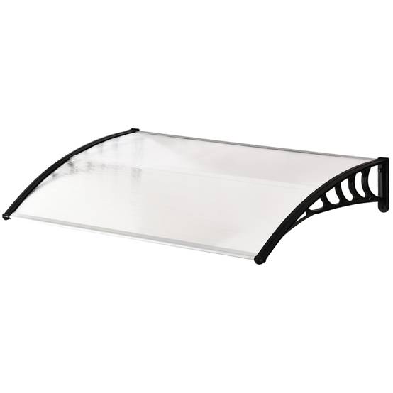 Auvent Porte Polycarbonate Aluminium Marquise Protection Intempéries Anti-UV 122x89cm Transparent - ComfortXL Outdoor Living - Image 1
