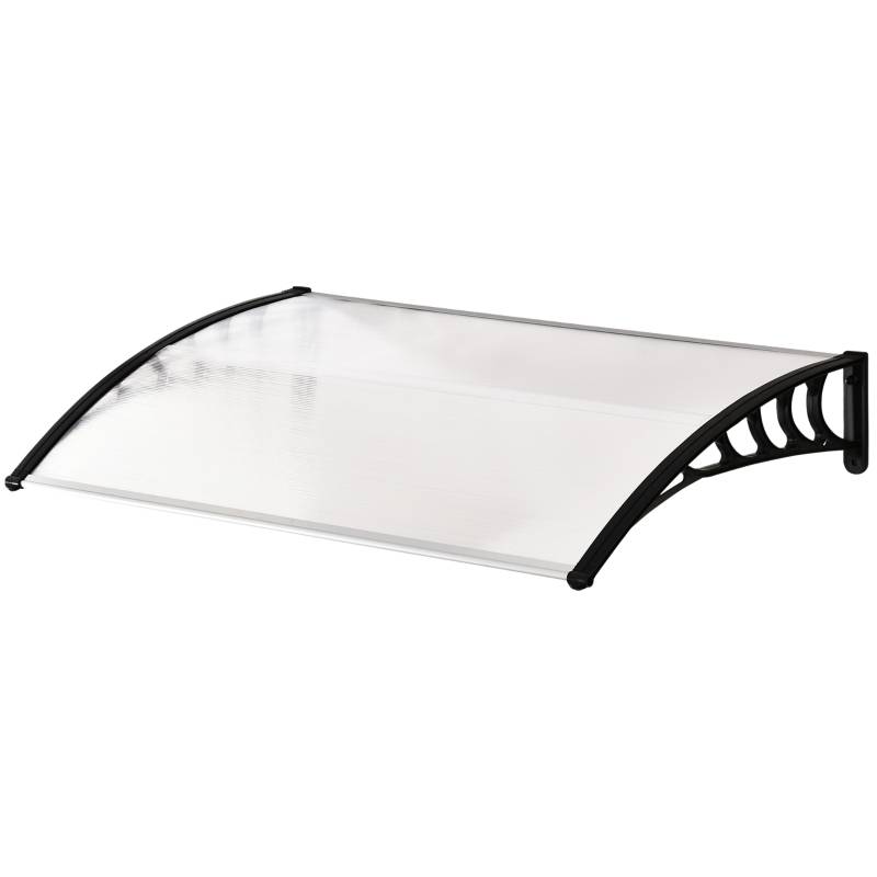 Auvent Porte Polycarbonate Aluminium Marquise Protection Intempéries Anti-UV 122x89cm Transparent - ComfortXL Outdoor Living - Image 1