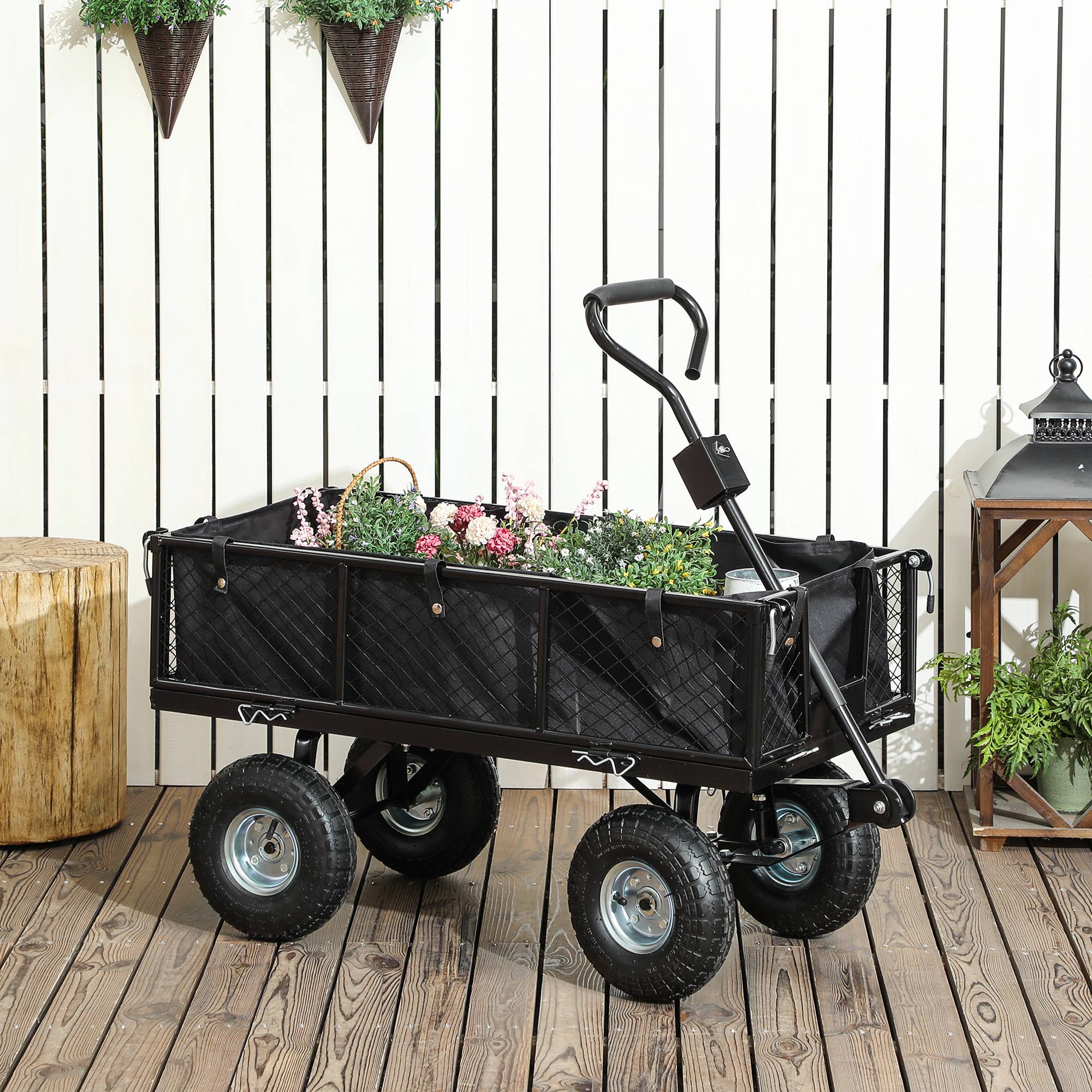 ComfortXL - Chariot de jardin en acier 114 L 105 x 51 x 54 cm noir charge 200 kg sac étanche - ComfortXL Outdoor Living - Image 3