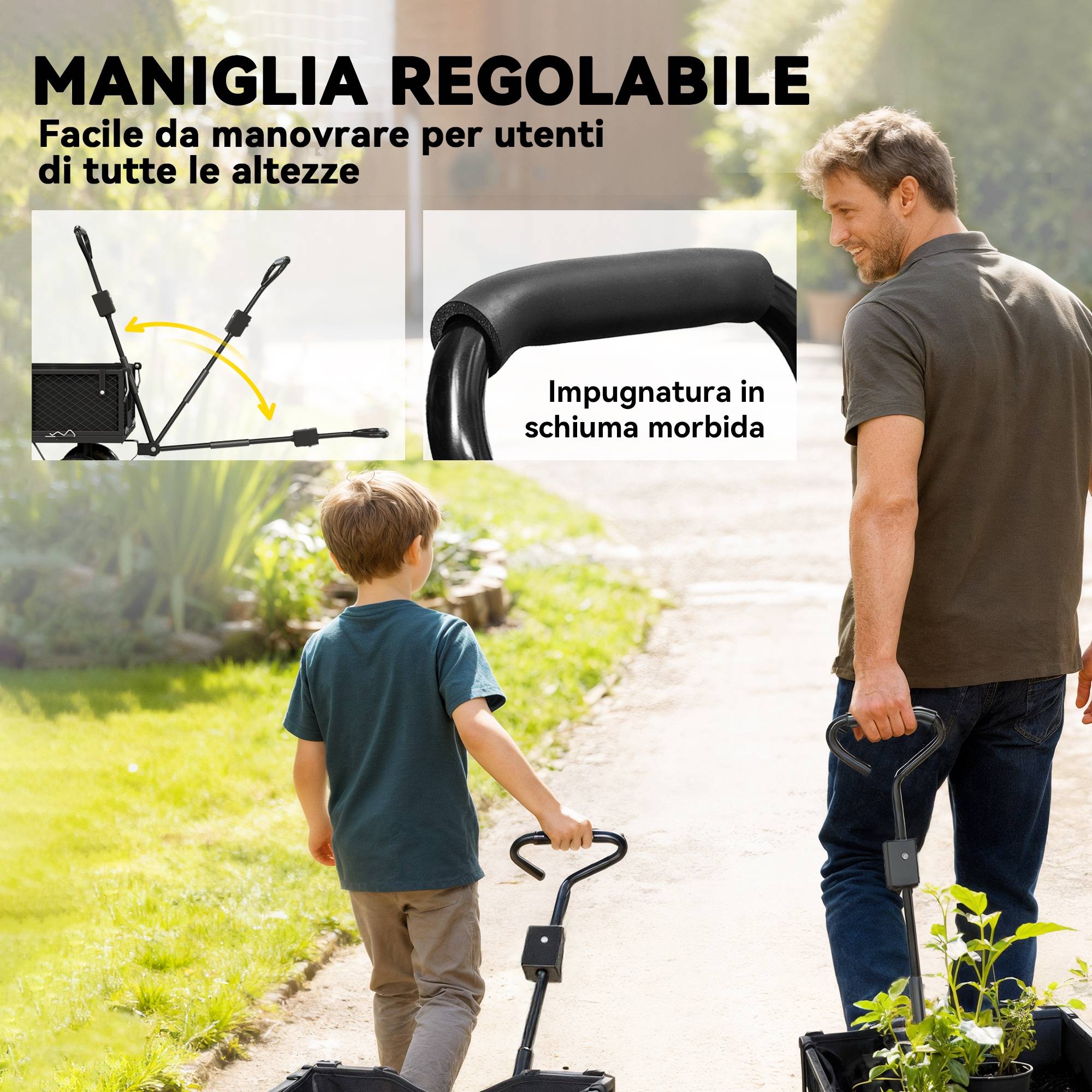 ComfortXL - Chariot de jardin en acier 114 L 105 x 51 x 54 cm noir charge 200 kg sac étanche - ComfortXL Outdoor Living - Image 8