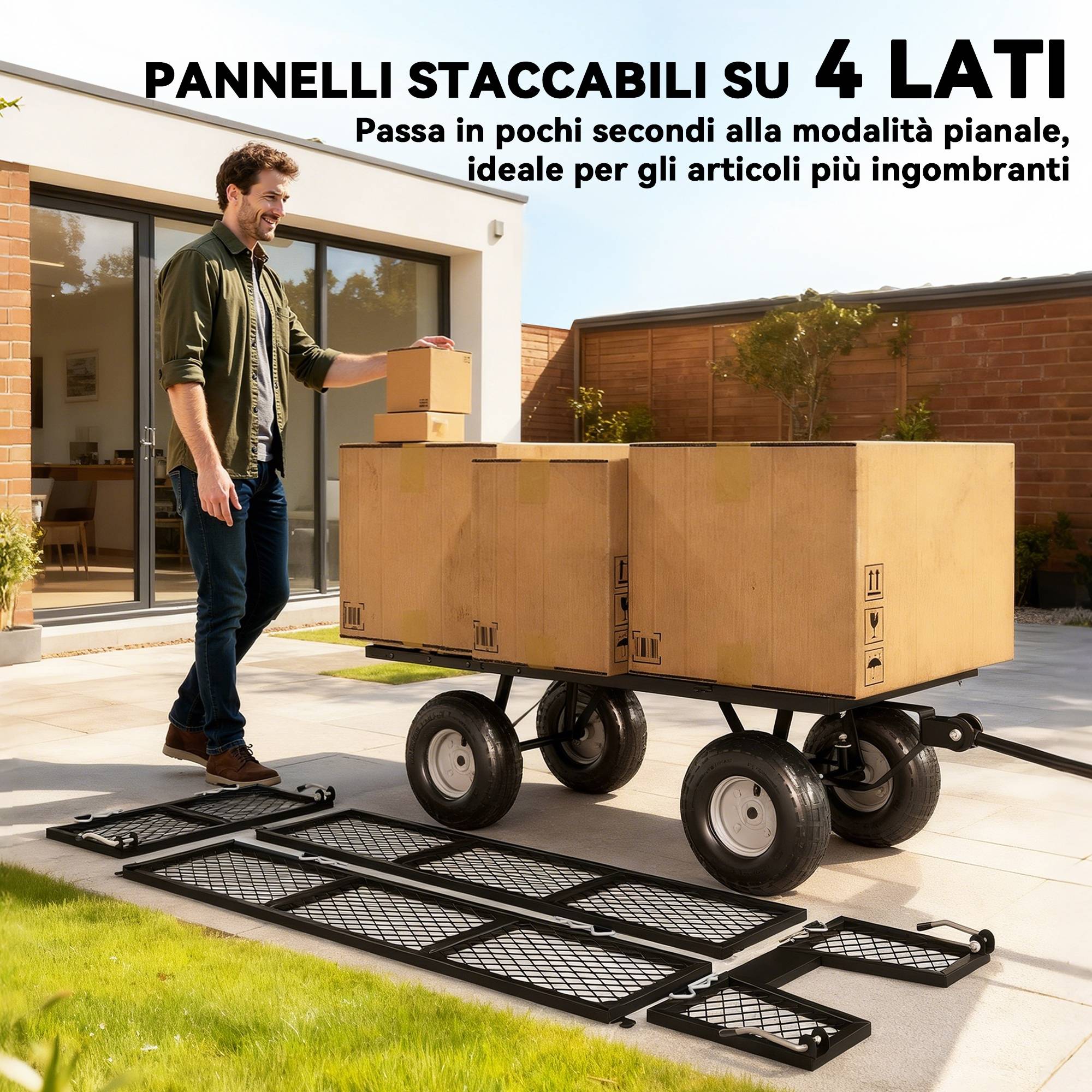 ComfortXL - Chariot de jardin en acier 114 L 105 x 51 x 54 cm noir charge 200 kg sac étanche - ComfortXL Outdoor Living - Image 6
